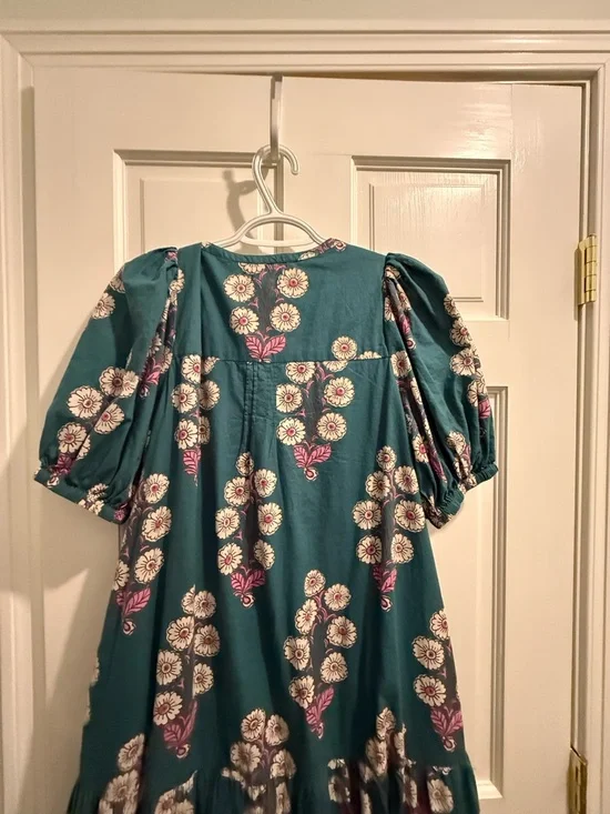 Pink Chicken Indira Pintucked Floral Dress in Evergreen Buttercup Floral - Picture 6 of 10